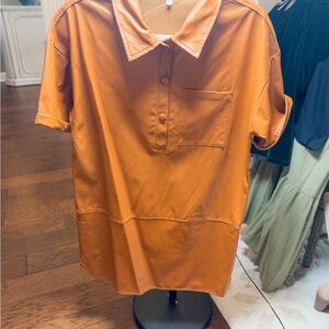 TCEC Mini Leather Dress in Rust Orange